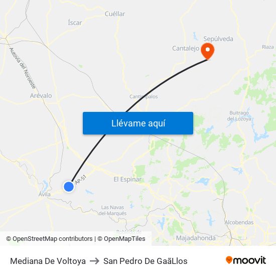 Mediana De Voltoya to San Pedro De Gaã­Llos map