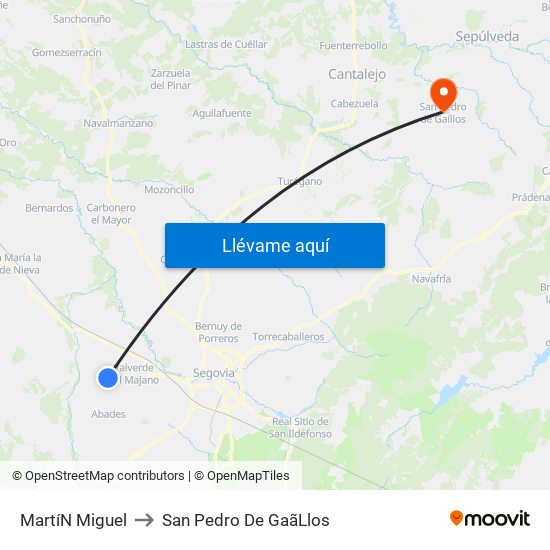 Martí­N Miguel to San Pedro De Gaã­Llos map