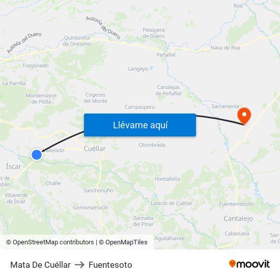 Mata De Cuéllar to Fuentesoto map