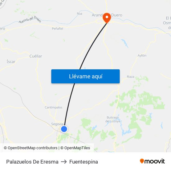 Palazuelos De Eresma to Fuentespina map