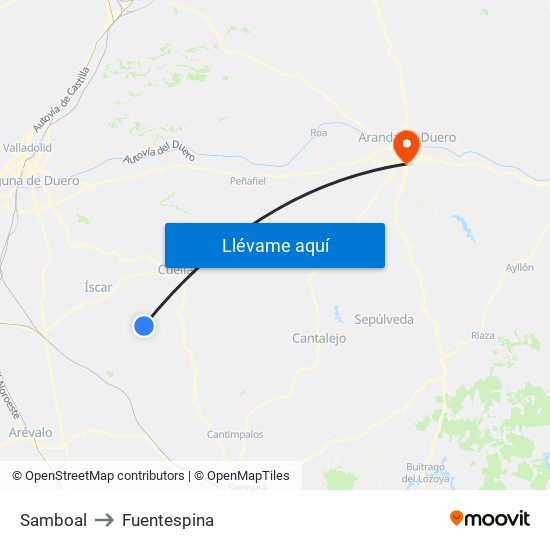 Samboal to Fuentespina map