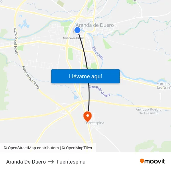 Aranda De Duero to Fuentespina map