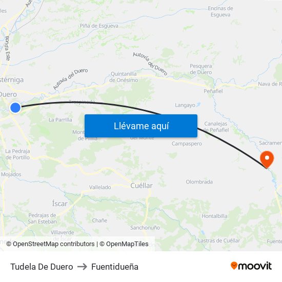 Tudela De Duero to Fuentidueña map