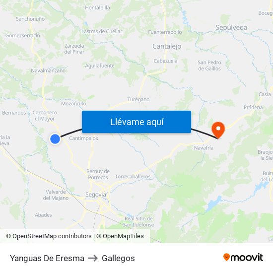 Yanguas De Eresma to Gallegos map