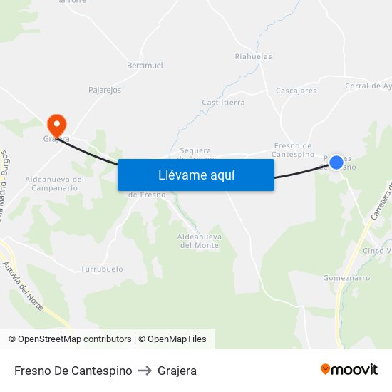 Fresno De Cantespino to Grajera map