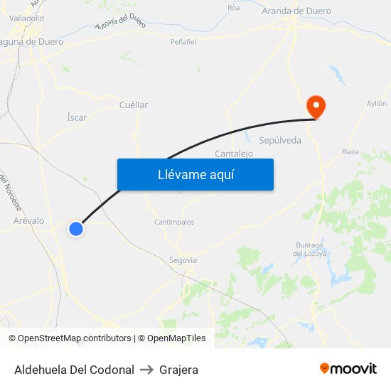 Aldehuela Del Codonal to Grajera map