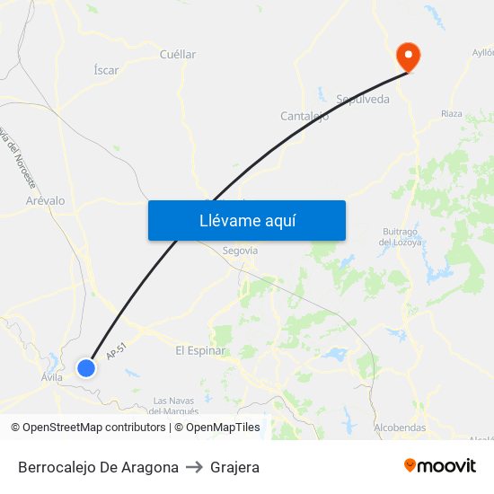 Berrocalejo De Aragona to Grajera map