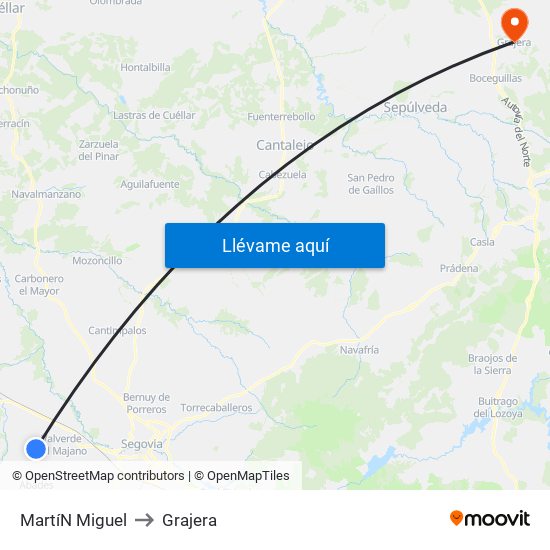 Martí­N Miguel to Grajera map