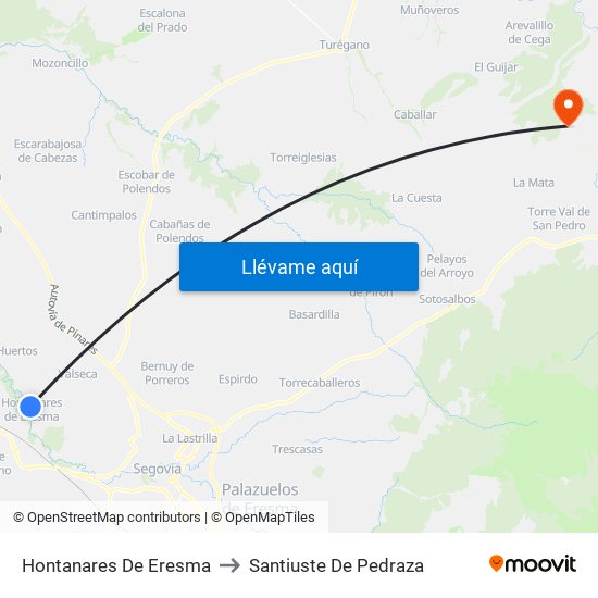 Hontanares De Eresma to Santiuste De Pedraza map