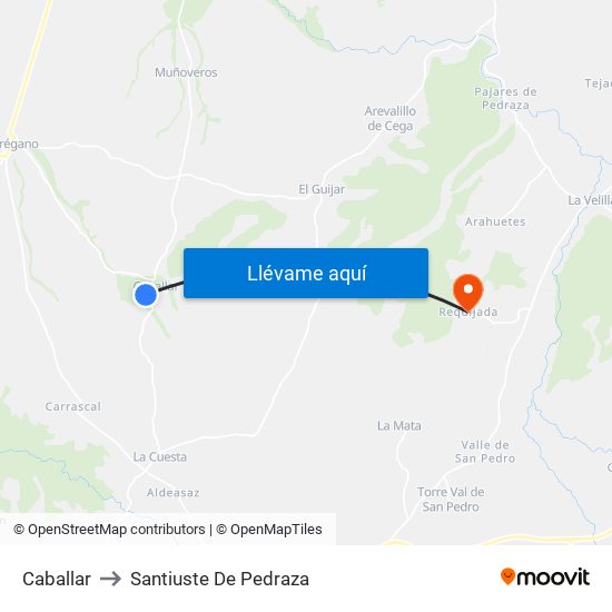 Caballar to Santiuste De Pedraza map