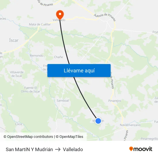 San Martí­N Y Mudrián to Vallelado map