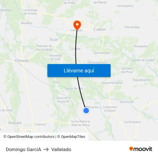 Domingo Garcí­A to Vallelado map