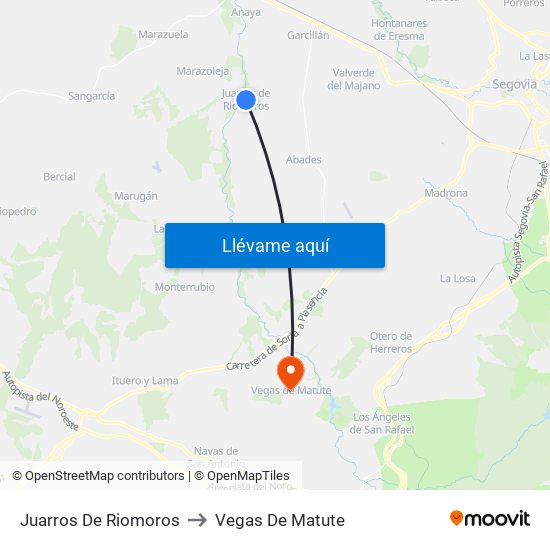 Juarros De Riomoros to Vegas De Matute map