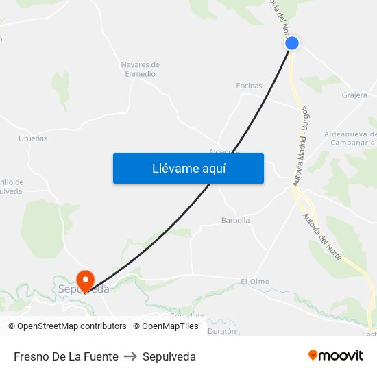 Fresno De La Fuente to Sepulveda map