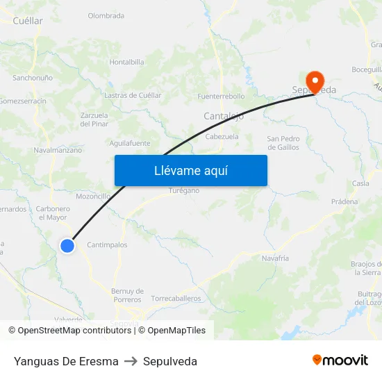 Yanguas De Eresma to Sepulveda map