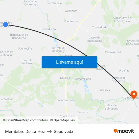 Membibre De La Hoz to Sepulveda map