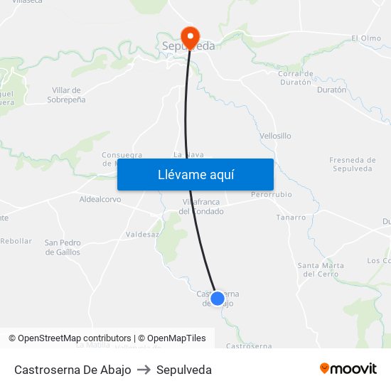Castroserna De Abajo to Sepulveda map