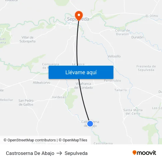 Castroserna De Abajo to Sepulveda map