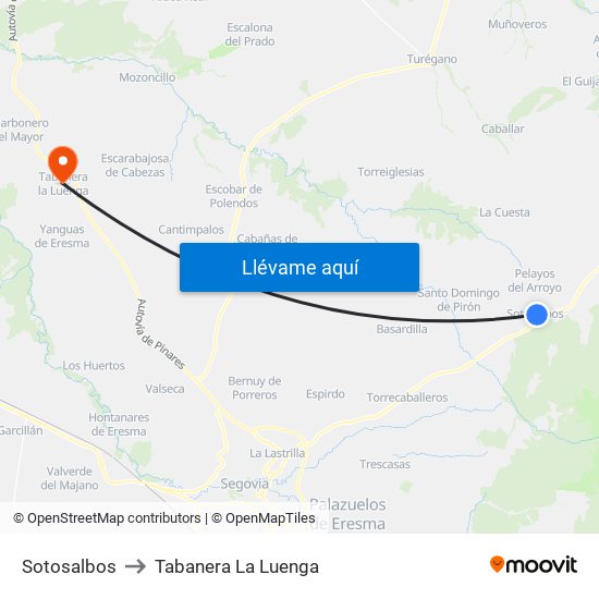Sotosalbos to Tabanera La Luenga map