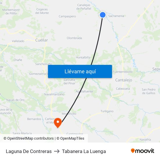 Laguna De Contreras to Tabanera La Luenga map