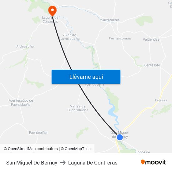 San Miguel De Bernuy to Laguna De Contreras map