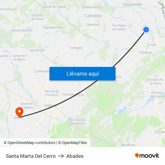 Santa Marta Del Cerro to Abades map