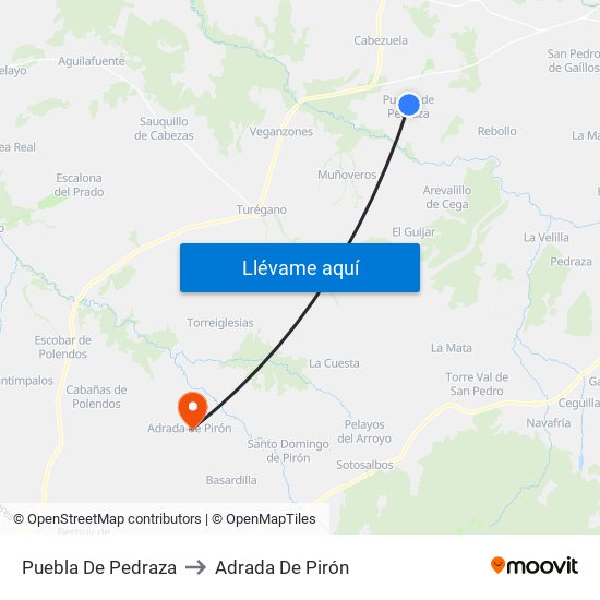 Puebla De Pedraza to Adrada De Pirón map