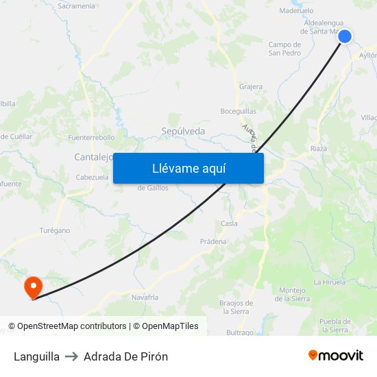 Languilla to Adrada De Pirón map