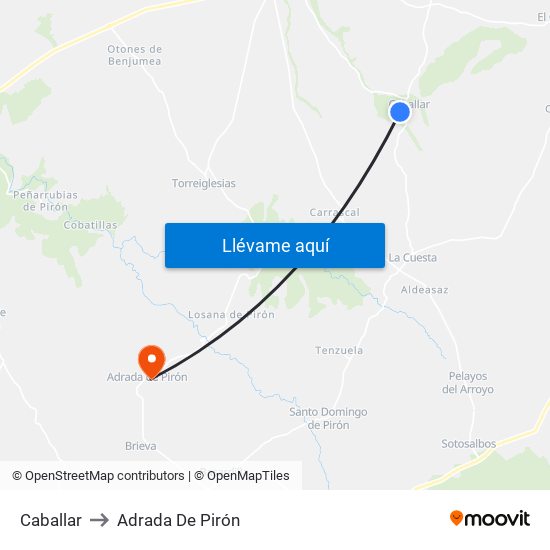 Caballar to Adrada De Pirón map