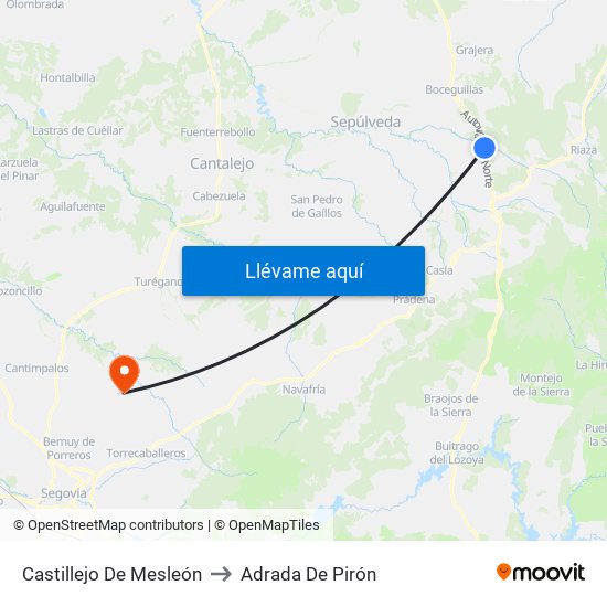 Castillejo De Mesleón to Adrada De Pirón map