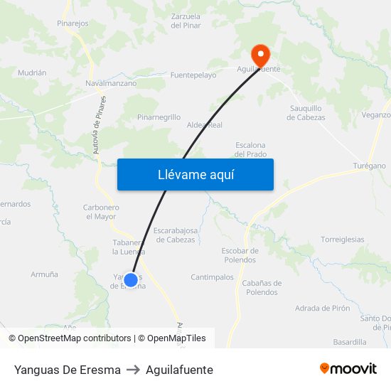 Yanguas De Eresma to Aguilafuente map