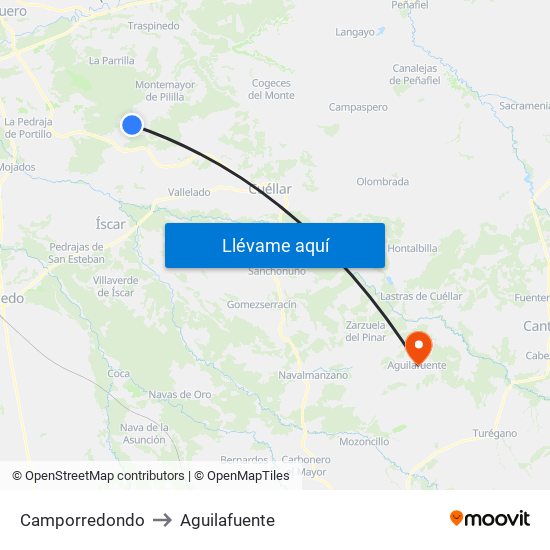 Camporredondo to Aguilafuente map