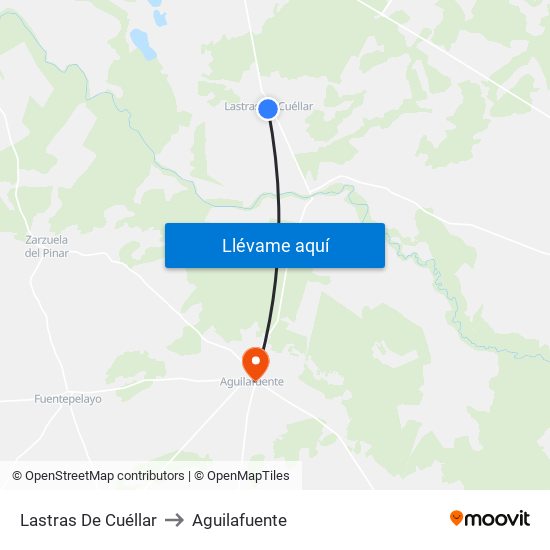 Lastras De Cuéllar to Aguilafuente map