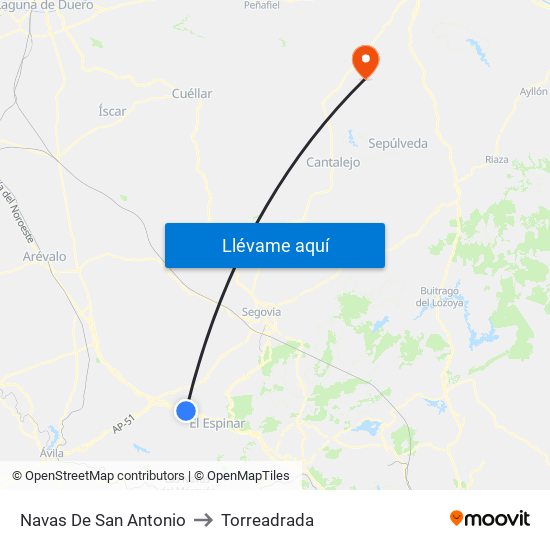 Navas De San Antonio to Torreadrada map
