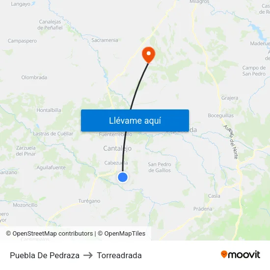 Puebla De Pedraza to Torreadrada map