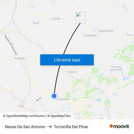 Navas De San Antonio to Torrecilla Del Pinar map