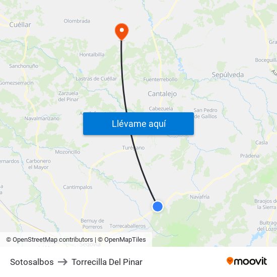 Sotosalbos to Torrecilla Del Pinar map