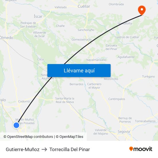 Gutierre-Muñoz to Torrecilla Del Pinar map