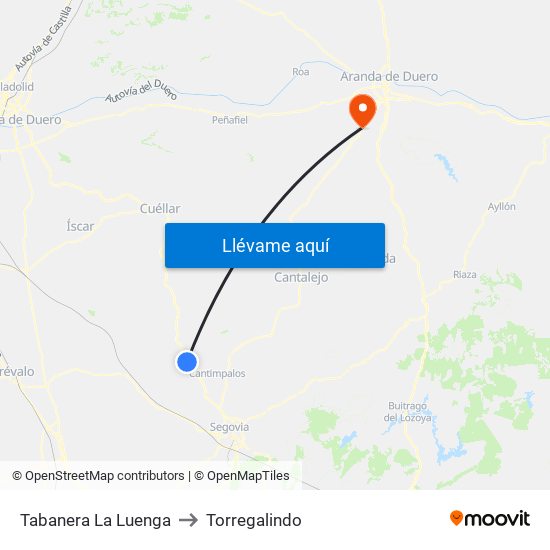 Tabanera La Luenga to Torregalindo map