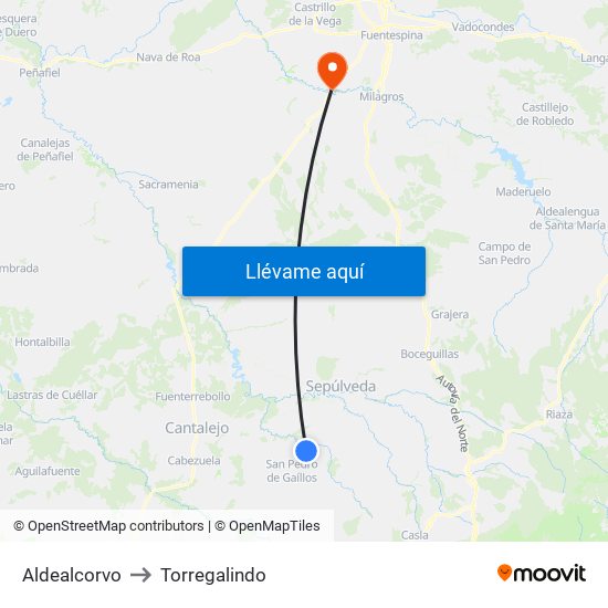 Aldealcorvo to Torregalindo map