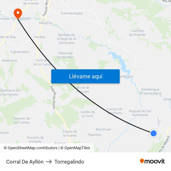 Corral De Ayllón to Torregalindo map