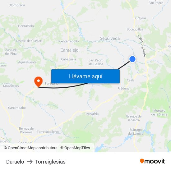 Duruelo to Torreiglesias map