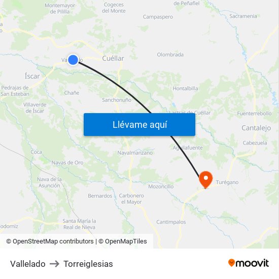 Vallelado to Torreiglesias map