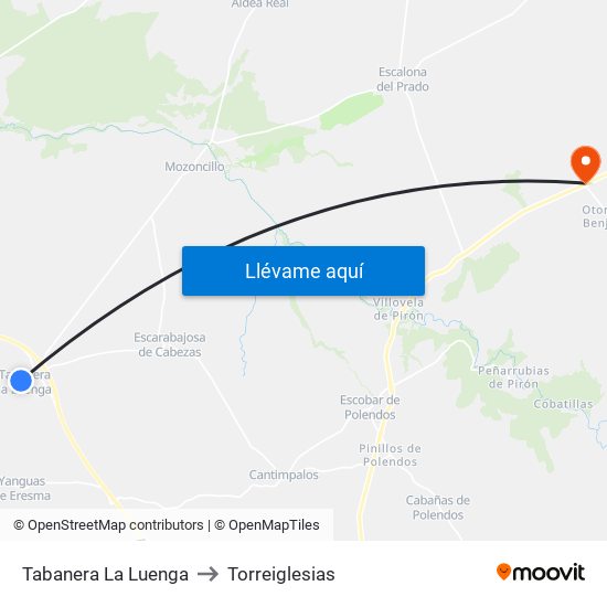 Tabanera La Luenga to Torreiglesias map