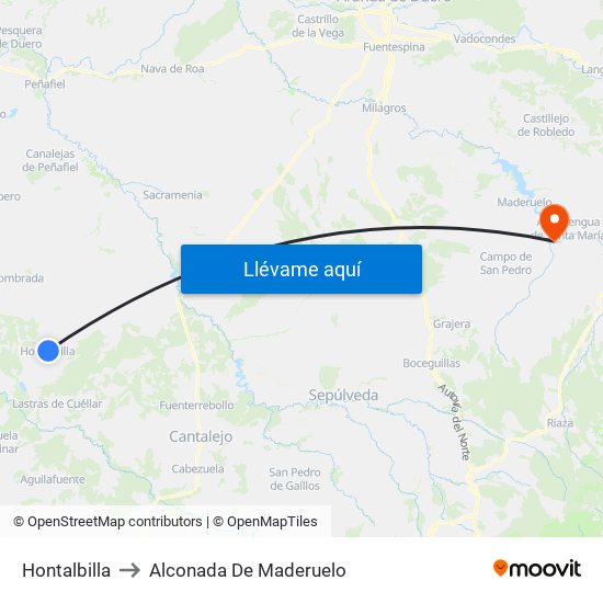 Hontalbilla to Alconada De Maderuelo map