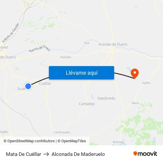 Mata De Cuéllar to Alconada De Maderuelo map