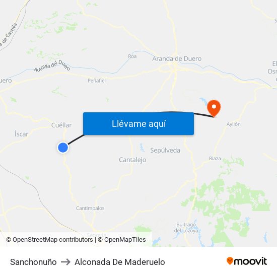 Sanchonuño to Alconada De Maderuelo map
