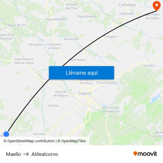 Maello to Aldealcorvo map