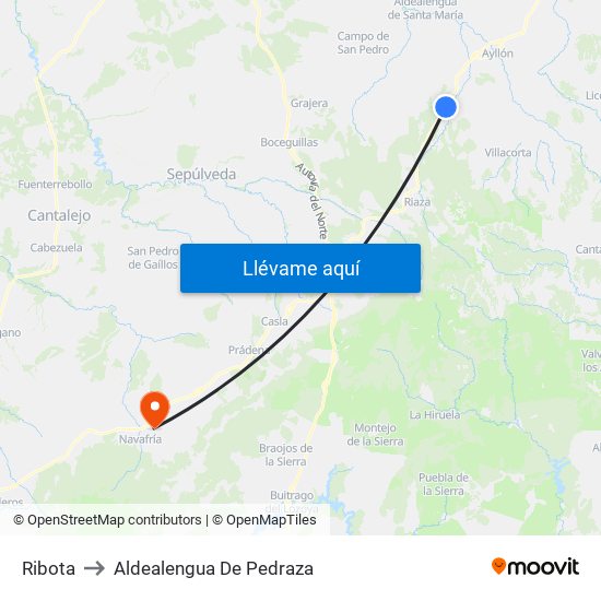 Ribota to Aldealengua De Pedraza map