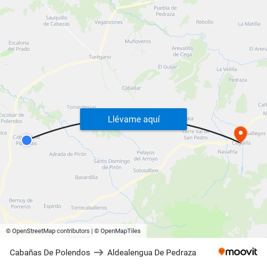 Cabañas De Polendos to Aldealengua De Pedraza map
